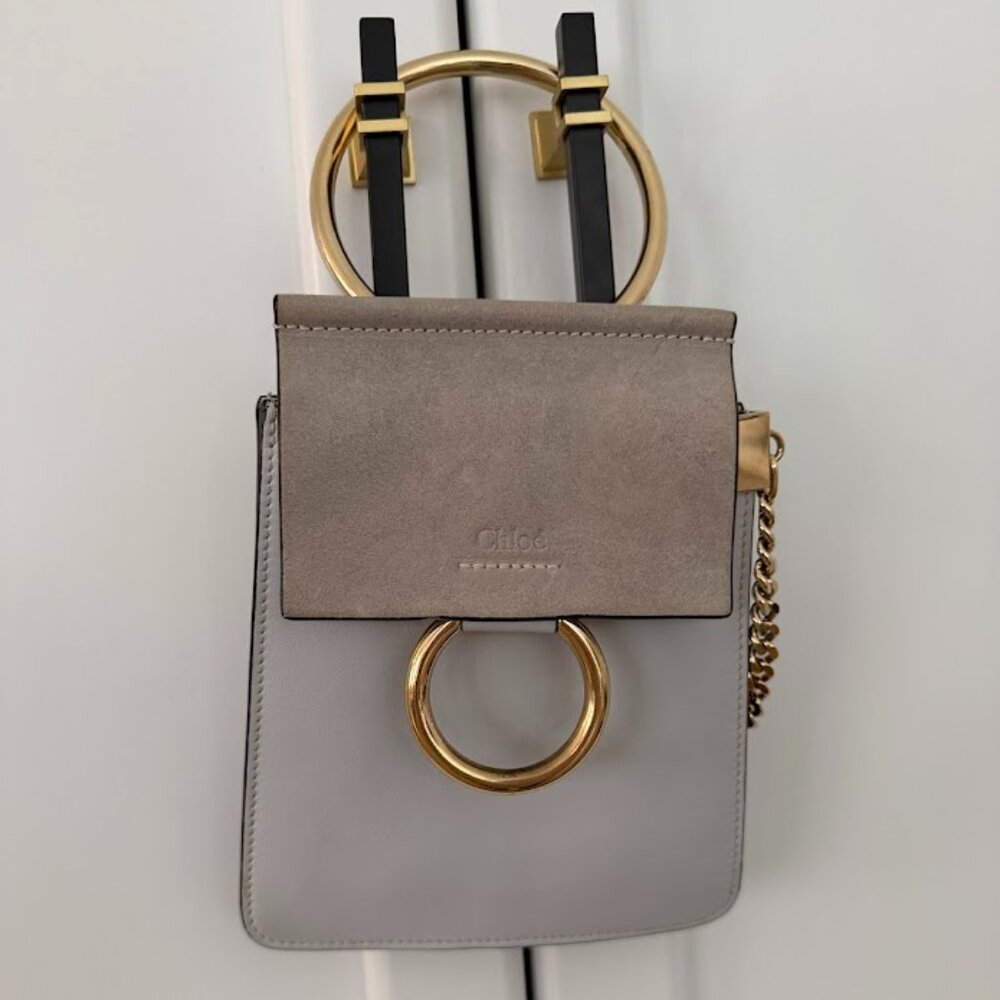 Chloé Nile Bracelet Mini Bag Light Grey Calfskin Gold Ring Handle